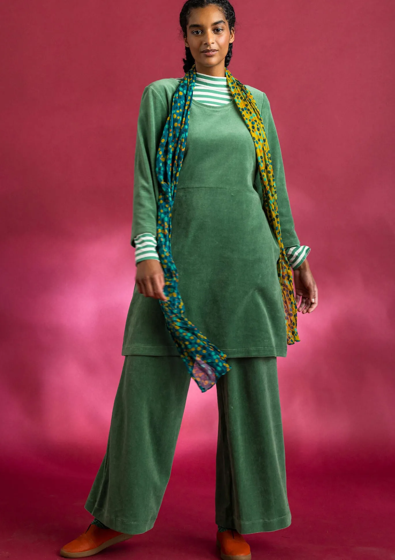 Velourtunika i ekologisk bomull/återvunnen polyester